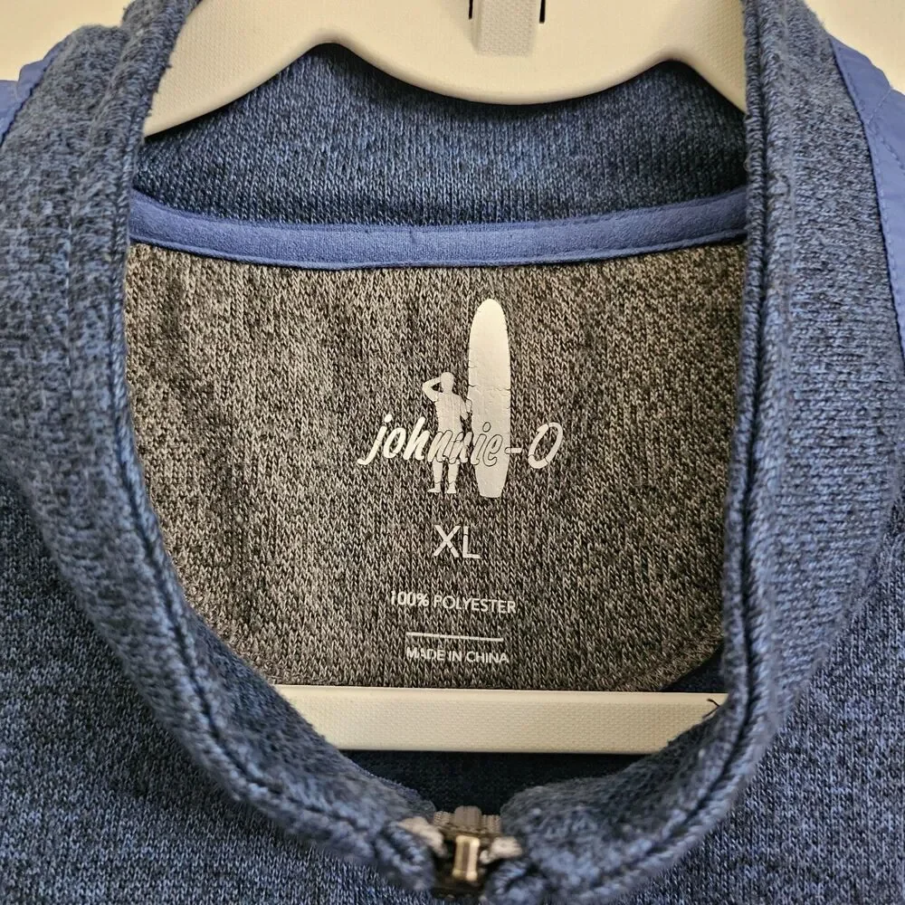 Johnnie O Sweatshirt Reflex Mens XL Blue 1/4 Zip Performance Golf Preppy Outdoor